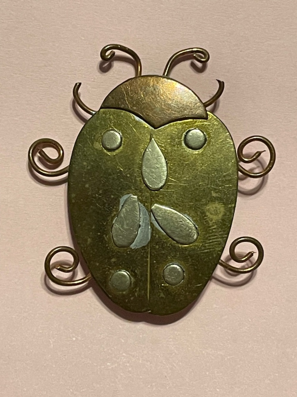 Vintage Modernist Brutalist lady Bug Pin #9303